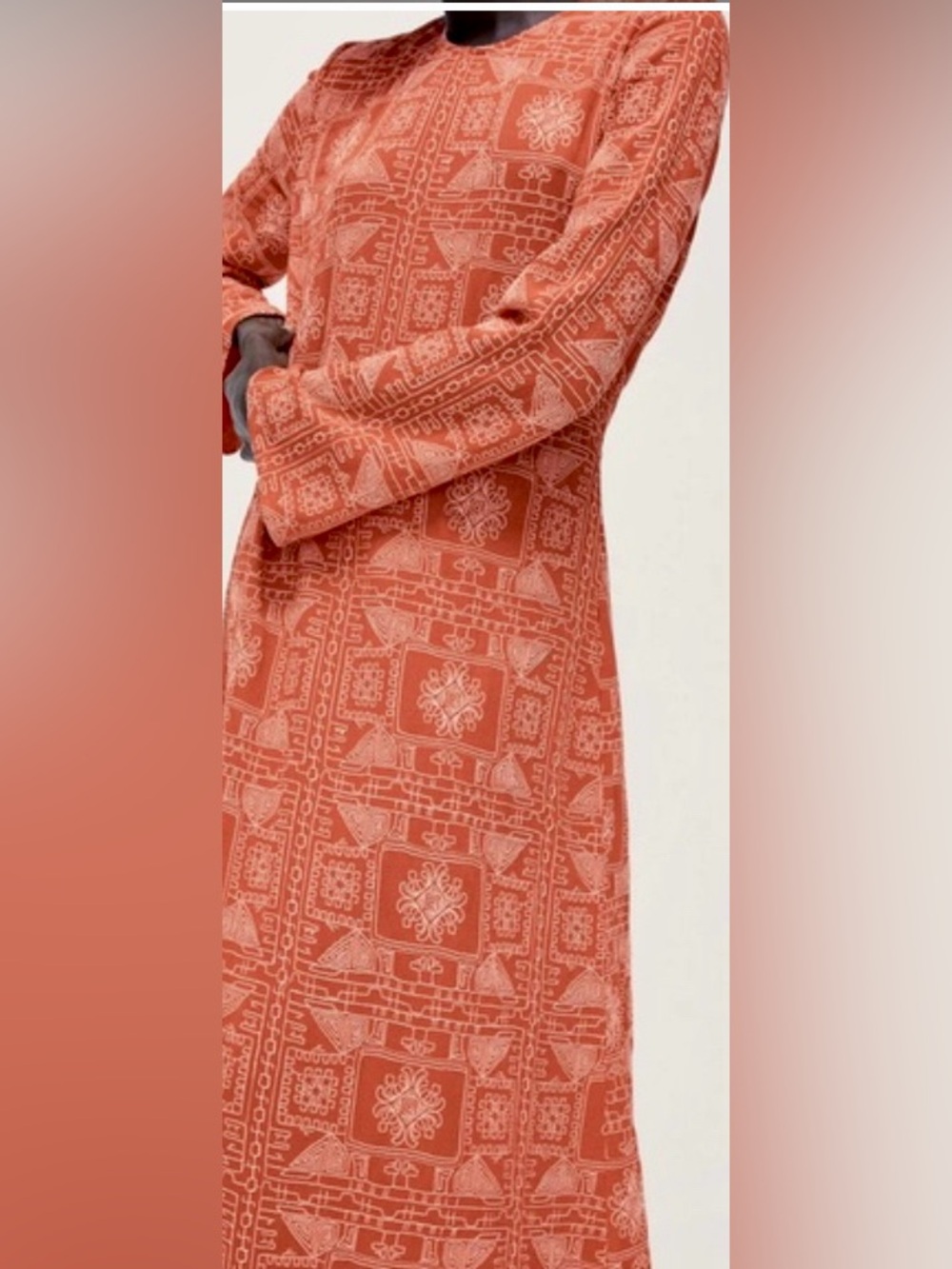 Zara Rust Orange Patterned Backless Maxi Dress